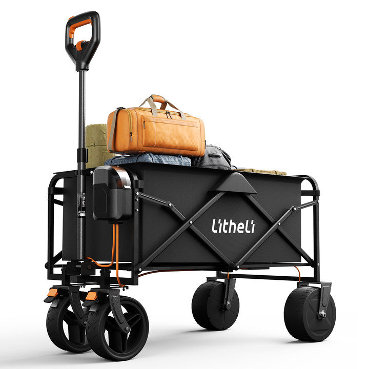 Litheli V100 Black: Der ultimative Akku-Bollerwagen mit Powerbank (1 * 4,0 Ah SE Akkus)