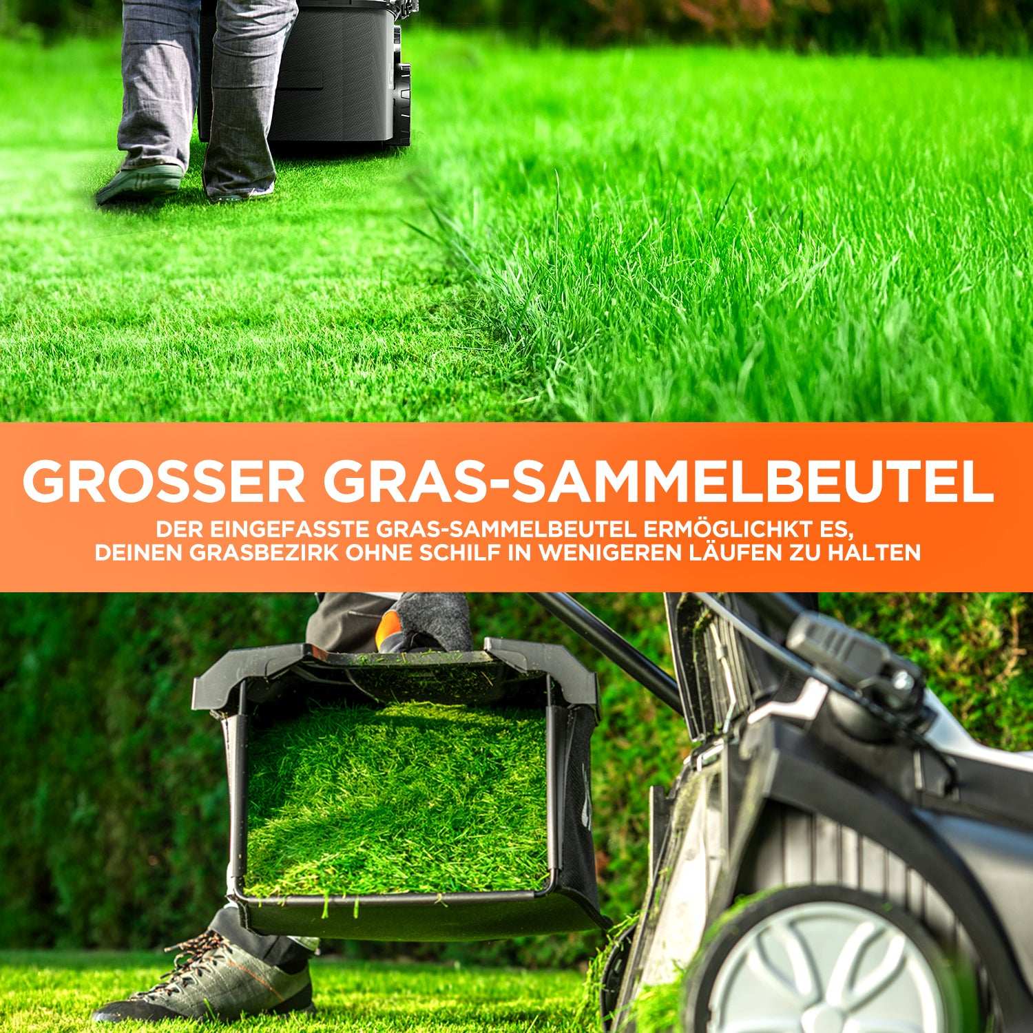 U20 2 x 20V 43 cm Bürstenloser Rasenmäher | Inklusive 2 × 4,0 Ah- und 2 × 4,0 Ah SE-Akkus | Müheloses Mähen von Rasenflächen bis zu 1000 m²