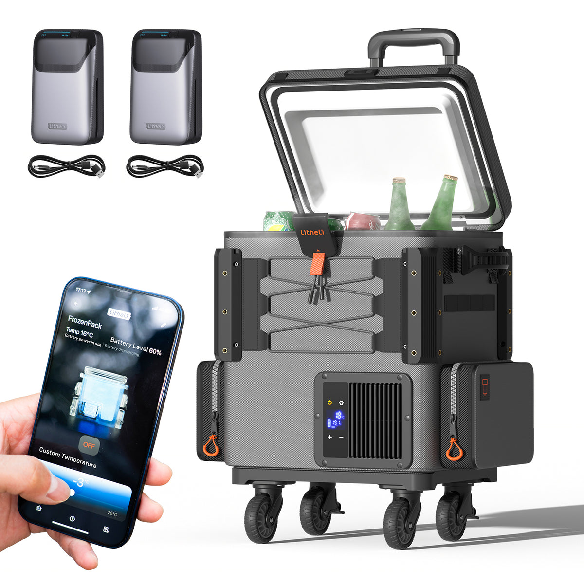 Litheli FrozenPack: Der erste Auto-Kühlrucksack | inkl. 2 × 4,0-Ah-Akkus | 20 L / 21 QT