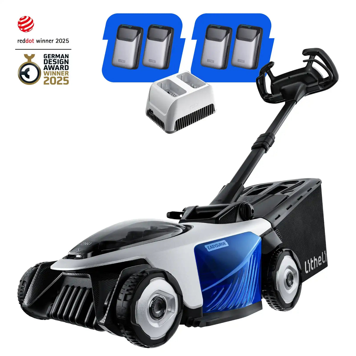 Selbstfahrender Akku-Rasenmäher mit einstellbaren Geschwindigkeiten von 2,1 bis 4,7 km/h