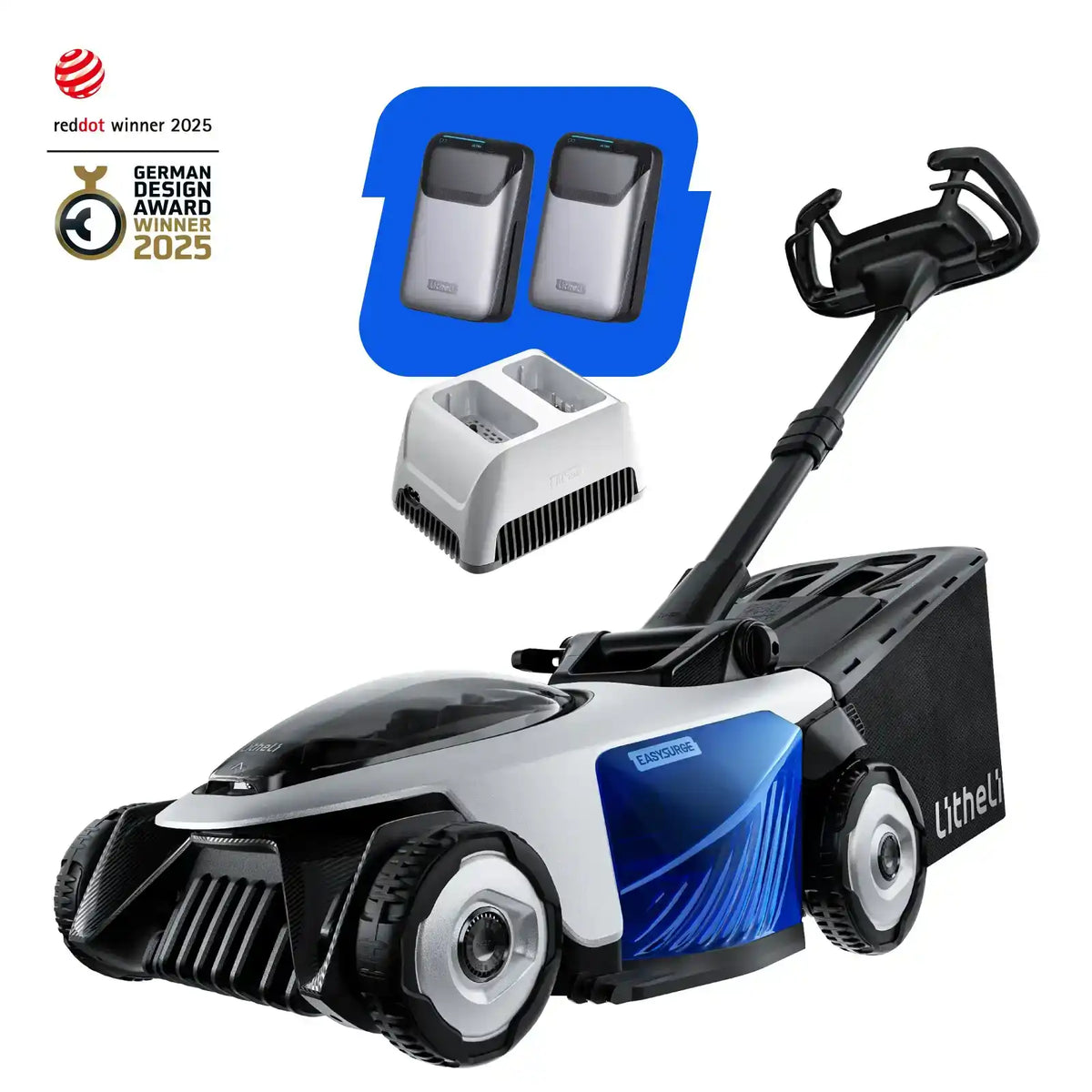 Litheli EASYSURGE™ 43 cm Rasenmäher | Inklusive 2 * 4,0 Ah Ultra-Akkus