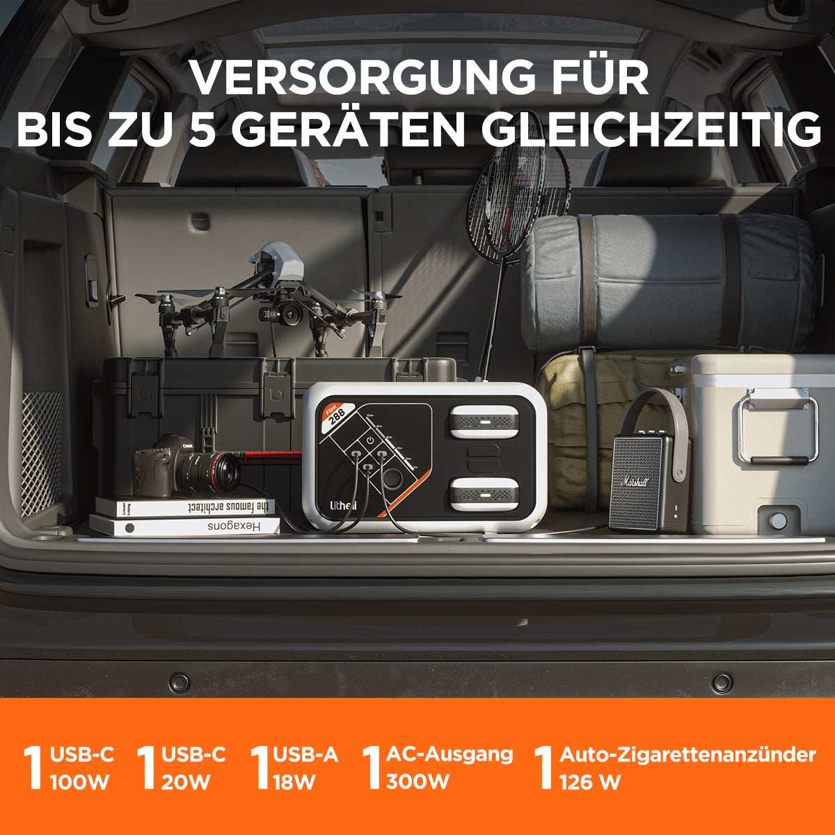 BlitzFull Schnellladung lädt die Litheli B288 Powerstation in nur 50 Minuten vollständig auf