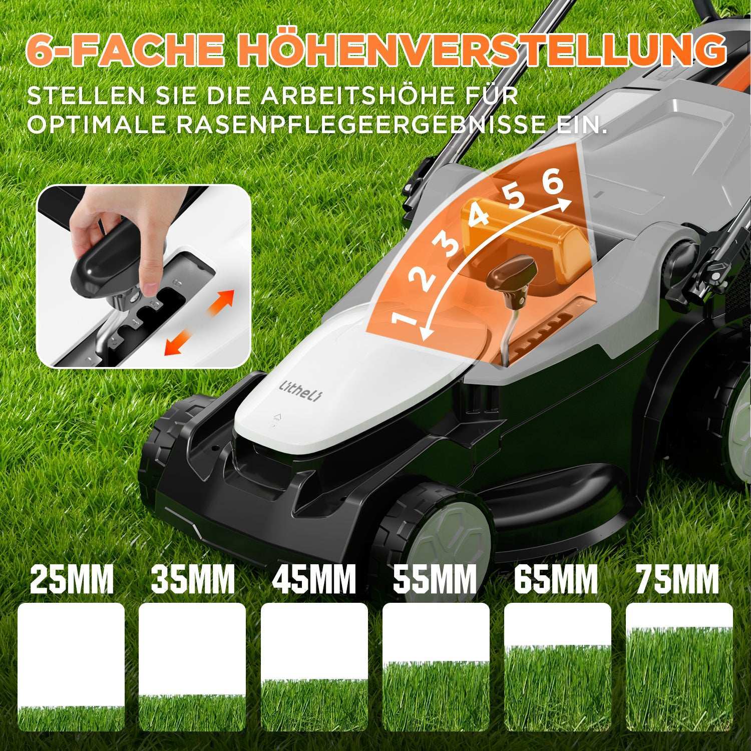 Handy+ U20 2 x 20V 37 cm Kabelloser Rasenmäher | Inklusive 2 × 4,0 Ah SE-Akkus | Müheloses Mähen von Rasenflächen bis zu 300 m²