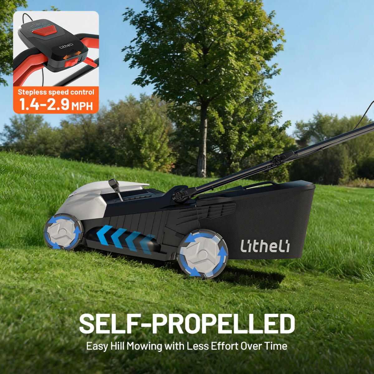 Litheli U20 40V 43 cm Selbstfahrender Akku-Rasenmäher | Ohne Akku