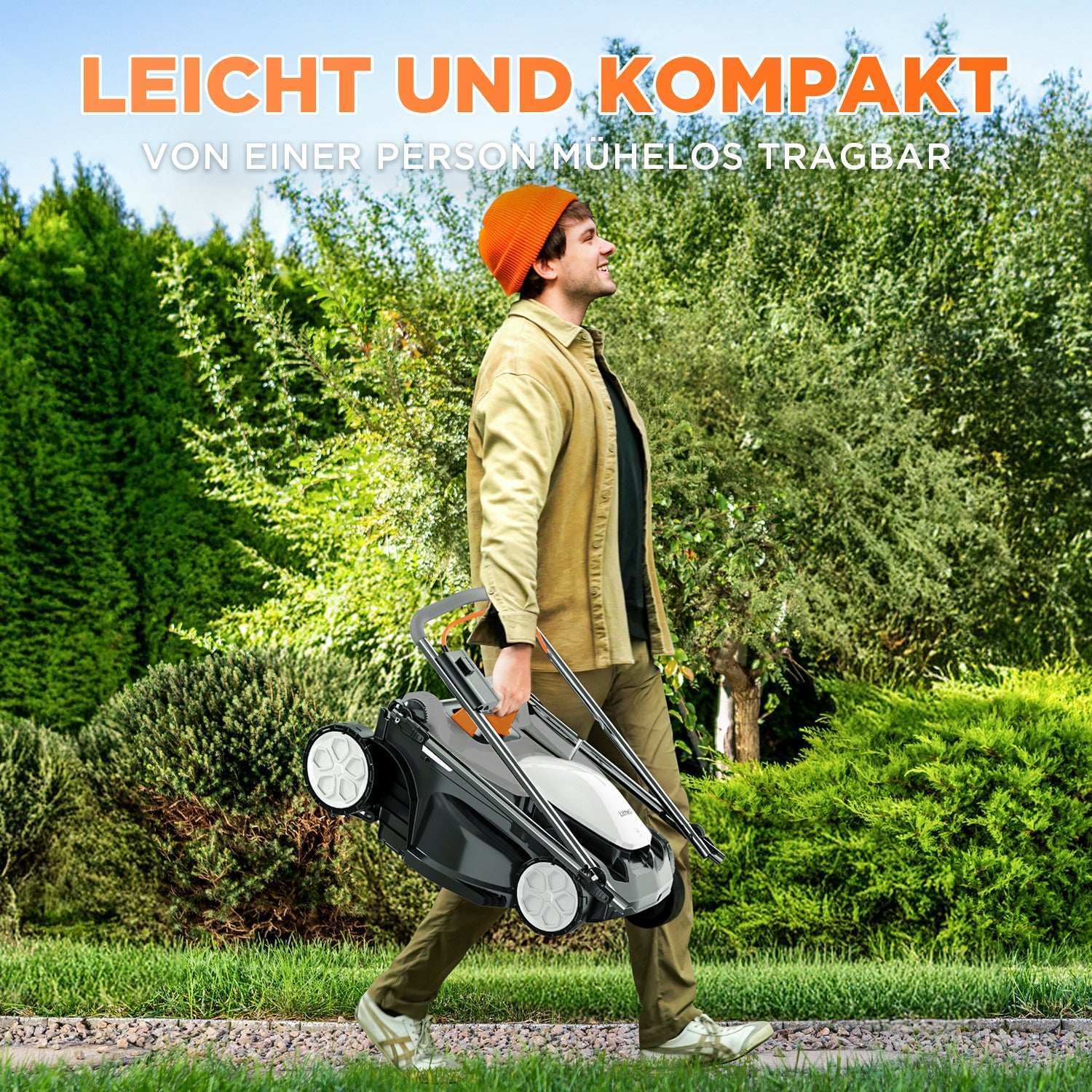 Handy+ U20 2 x 20V 37 cm Kabelloser Rasenmäher | Inklusive 2 × 4,0 Ah SE-Akkus | Müheloses Mähen von Rasenflächen bis zu 300 m²