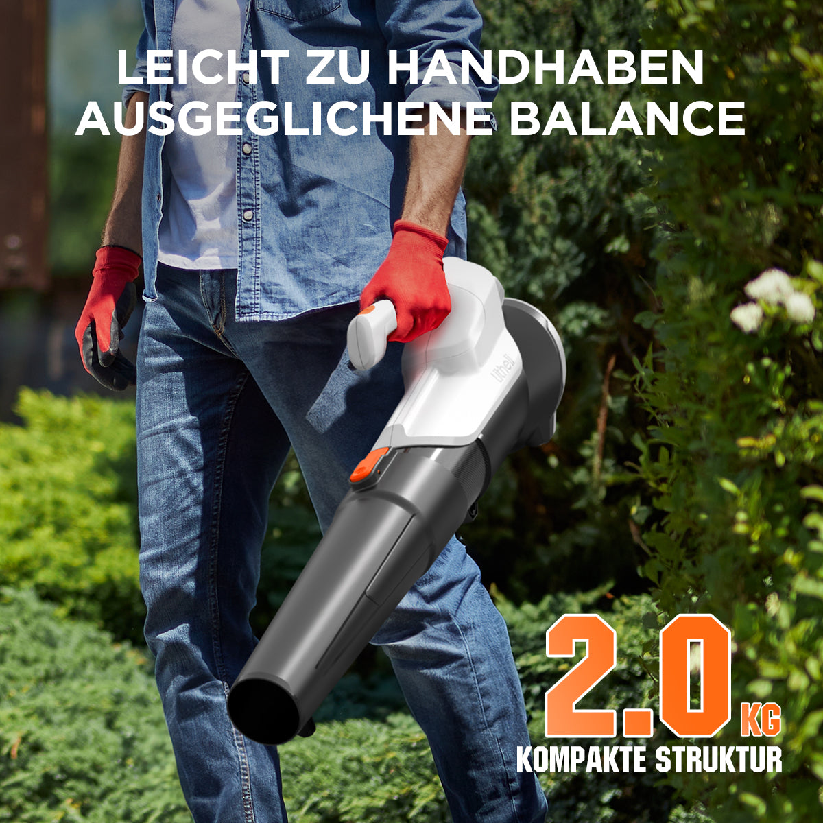 Nur 2 kg Gewicht – handlicher Laubbläser für Garten, Terrasse und Einfahrt