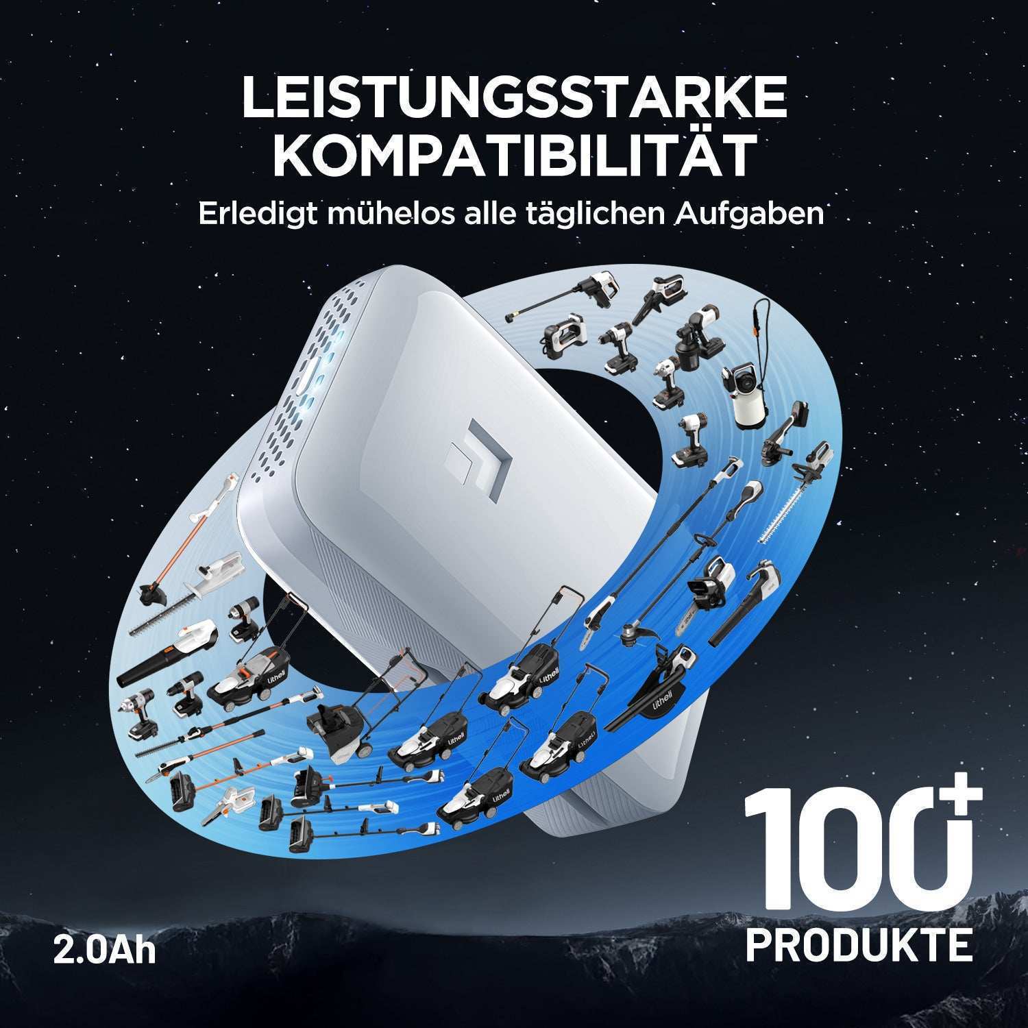 20V Litheli Akku mit 4.0Ah Kapazität - kompatibel mit allen U20 Gartengeräten und Elektrowerkzeugen