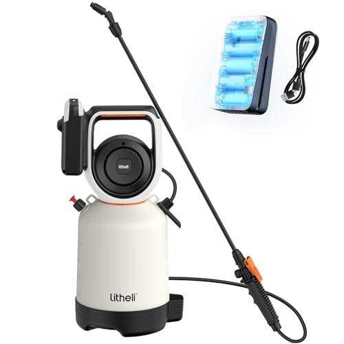 Litheli U20 20V Akku Drucksprüher mit 5 Liter Tank und 2,0Ah Akku, kabelloses Sprühgerät für Garten und Haushalt