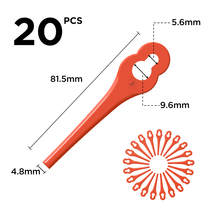 Utheli Ersatzmesser SL5 mm (20 Stück) - Für Handy+ U20 Bürstenmotor Gras-Trimmer