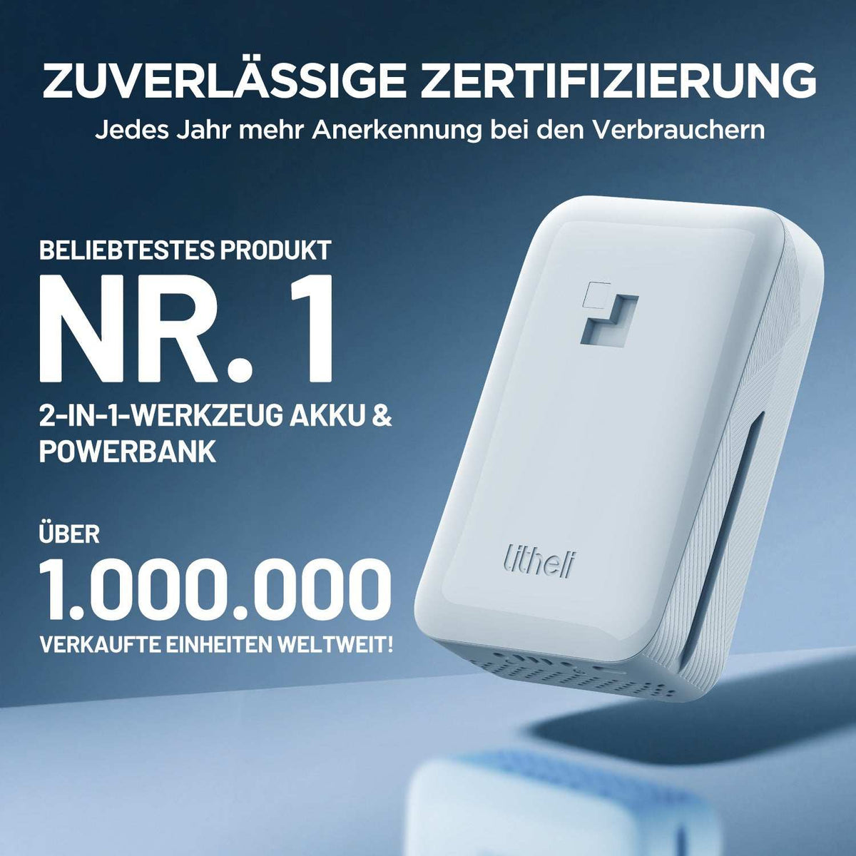 Akku und Powerbank kombiniert: 4,0Ah 20V Akku für Litheli U20 Serie mit USB-C Schnellladen