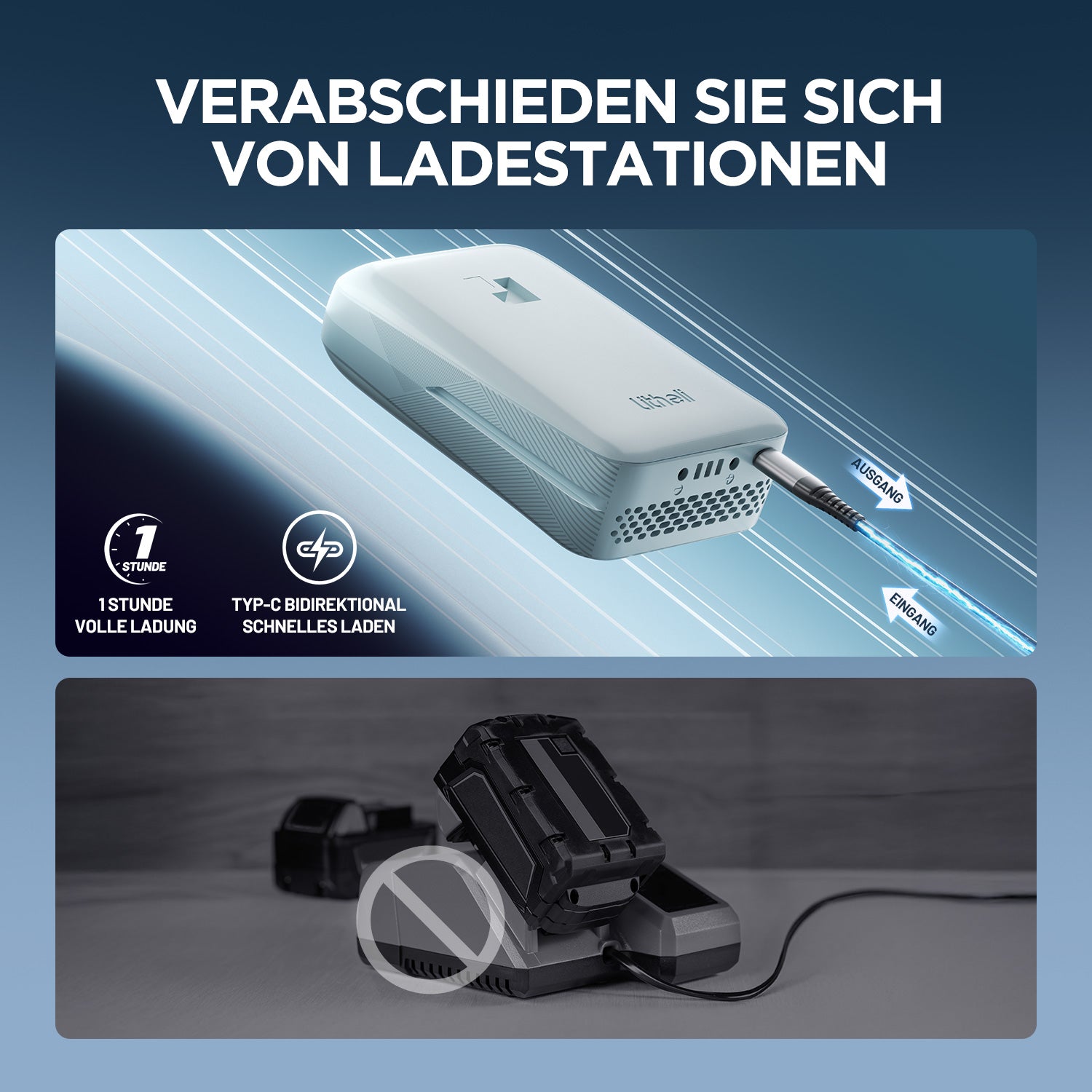 Litheli 4,0Ah 20 V 2-in-1 Werkzeugakku & Powerbank