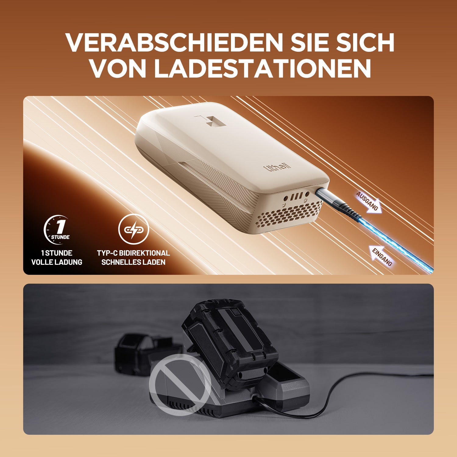 Litheli 4,0Ah 20 V 2-in-1 Werkzeugakku & Powerbank
