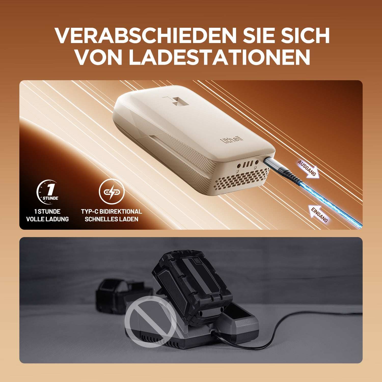 Litheli 2,0 Ah 20 V 2-in-1 Werkzeugakku & Powerbank