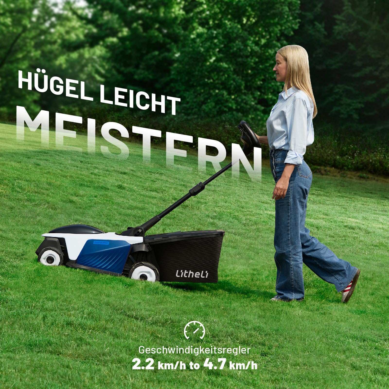 Zwei 20V 4,0 Ah Akkus ermöglichen bis zu 30 Minuten ununterbrochene Laufzeit