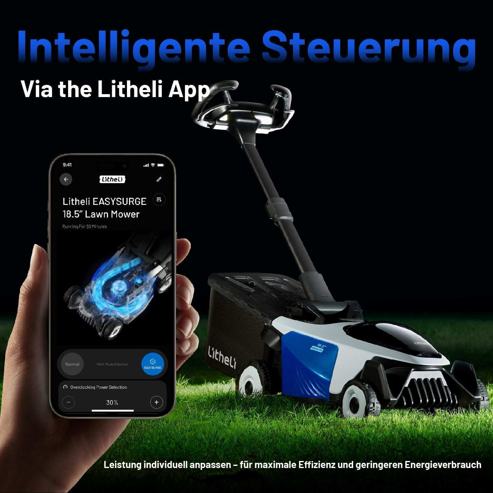 Ergonomisches Design mit verstellbarem Griff für komfortables Mähen