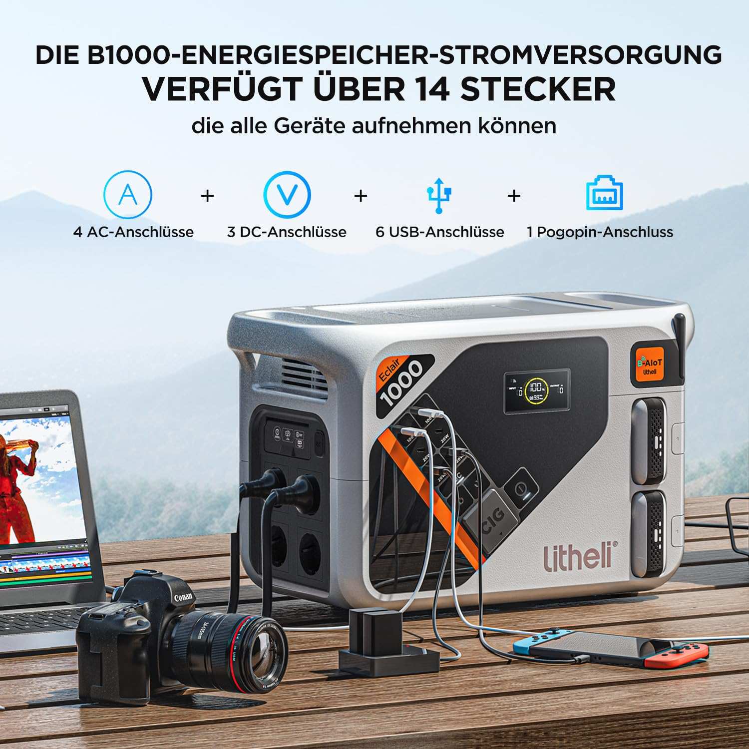 Litheli B1000 Tragbare Powerstation | 1069 Wh / 921 Wh