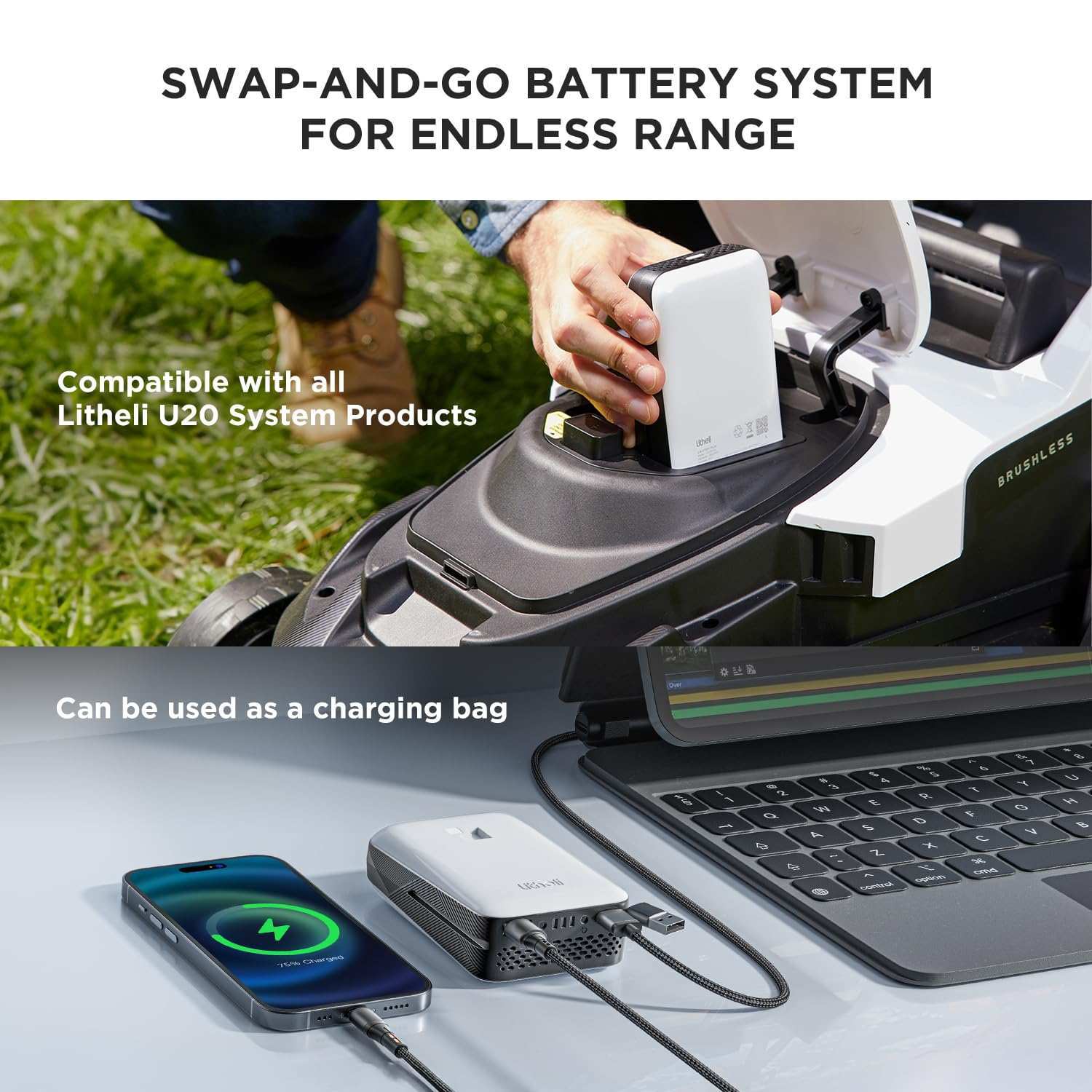 Litheli eWagon W2 Pro mit 2x 900W Hochleistungs-Motoren, starker Elektro Handwagen für Camping, Gartenarbeit und schwere Lasten