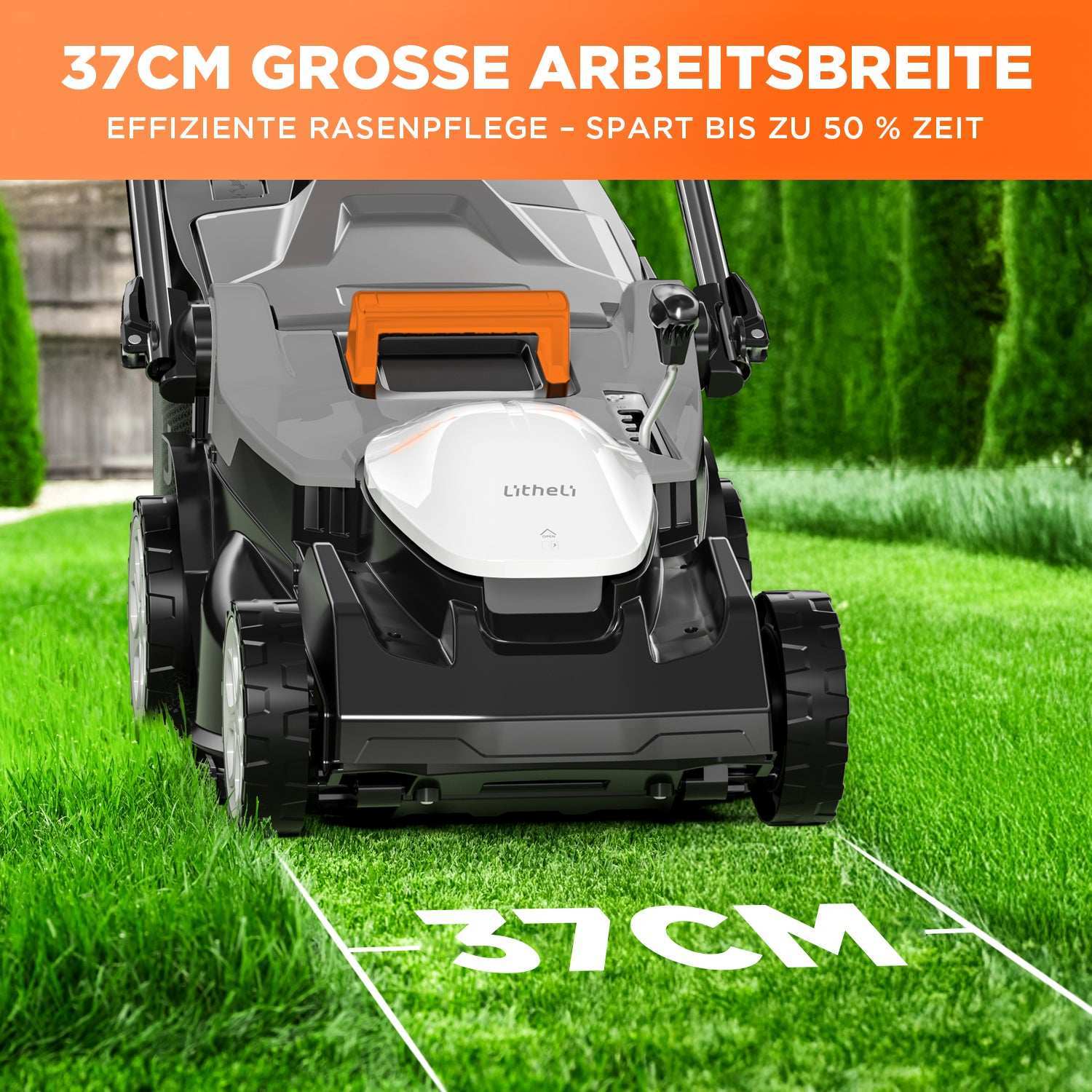 Handy+ U20 2 x 20V 37 cm Kabelloser Rasenmäher | Inklusive 2 × 4,0 Ah SE-Akkus | Müheloses Mähen von Rasenflächen bis zu 300 m²