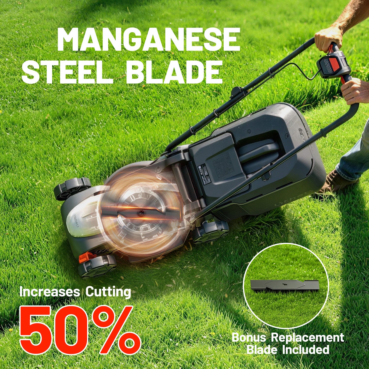 Neu im Sortiment | U20 20V 33cm Akku-Rasenmäher | 5,0 Ah Akku inklusive | Müheloses Mähen bis zu 260 m² | Leise & leicht | 5-fache Schnitthöhenverstellung