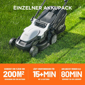 U20 20V 33 cm Bürstenloser Rasenmäher | Inklusive 1 × 4,0 Ah Akku | Müheloses Mähen von Rasenflächen bis zu 200 m²