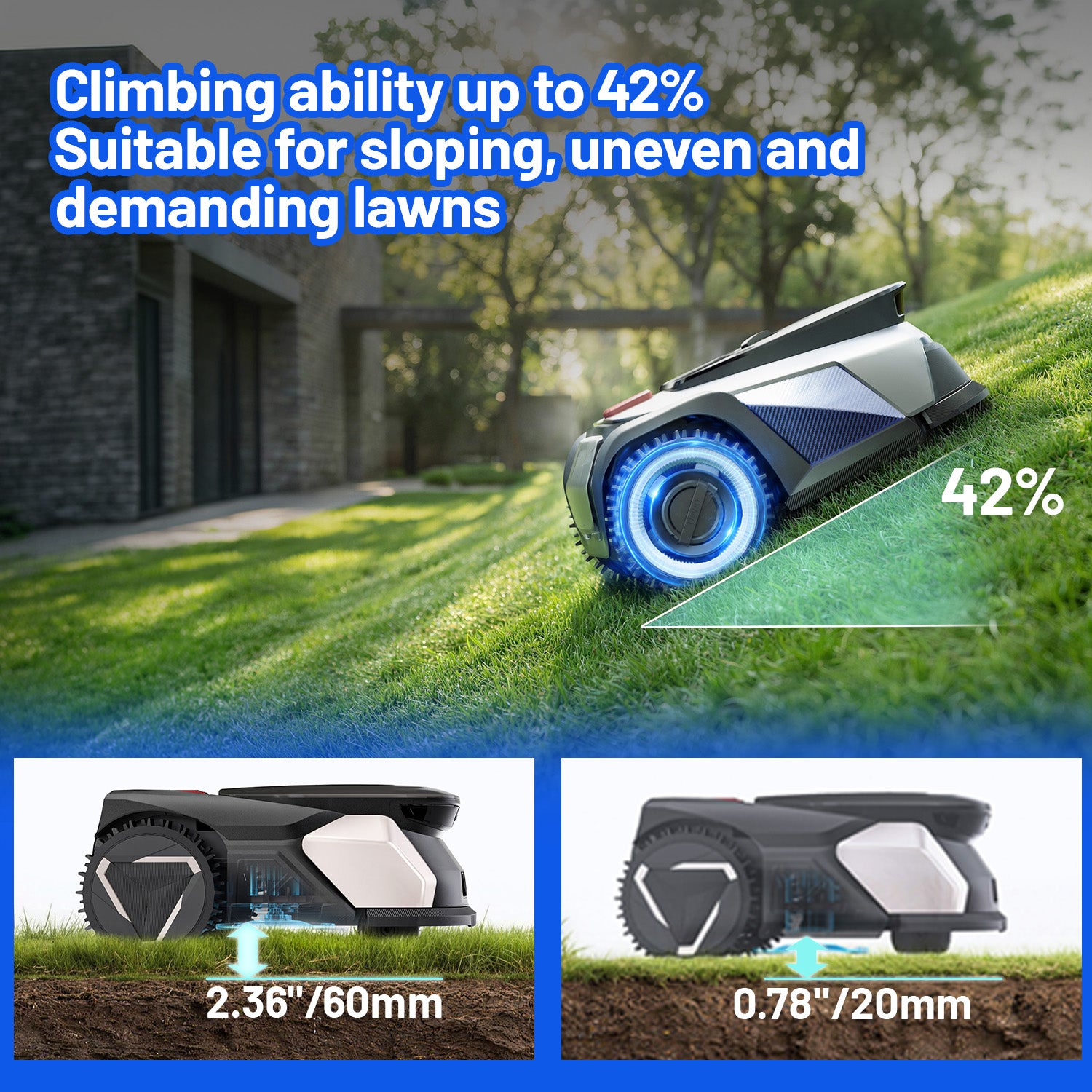 Litheli FYELD 500 KI-Vision Rasenmähroboter | Kabelloser Smart Mäher ohne Begrenzungsdraht | App Steuerung & automatische Kartierung