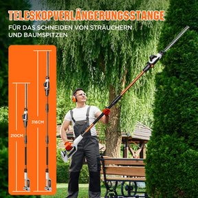 U20 20V Akku Teleskop Heckenschere & Hochentaster mit Akku 2,0Ah