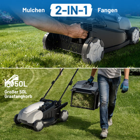U20 Akku-Rasenmäher 43 cm, bürstenlos – inkl. 2 × 8,0-Ah-Akkus