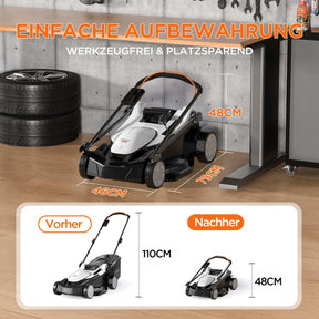 U20 2 x 20V 43 cm Bürstenloser Rasenmäher | Inklusive 2 × 4,0 Ah- und 2 × 4,0 Ah SE-Akkus | Müheloses Mähen von Rasenflächen bis zu 1000 m²