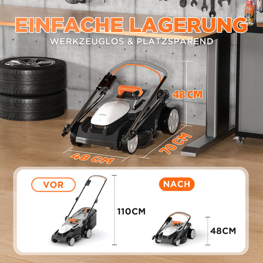 Handy+ U20 37 cm Kabelloser Rasenmäher | Inklusive 2 x 4,0 Ah SE Batterien | Müheloses Mähen von Rasenflächen bis zu 240 m²