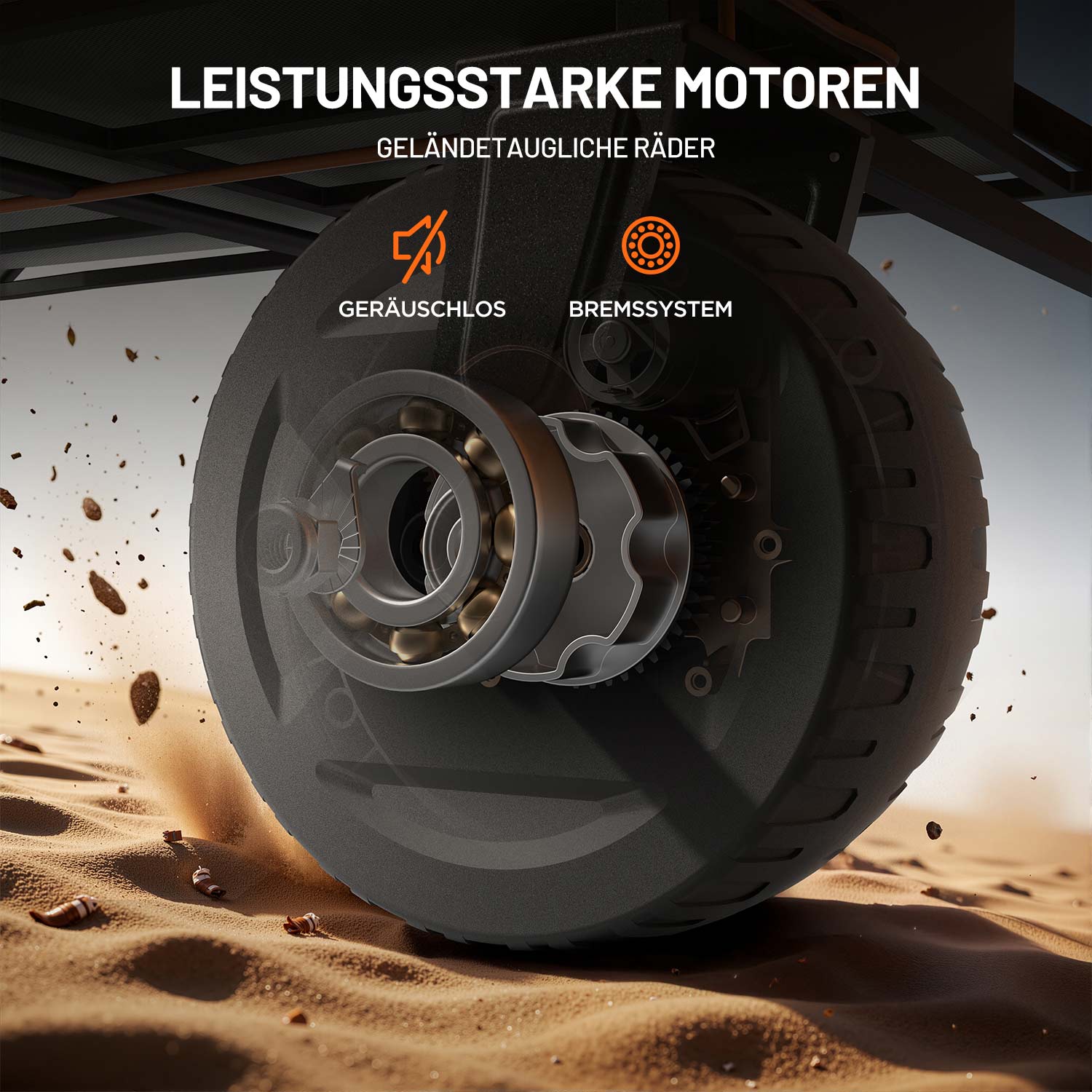 Litheli V100 Grey Elektro-Campingwagen mit Powerbank und All-Terrain-Reifen für Strand, Camping und Garten