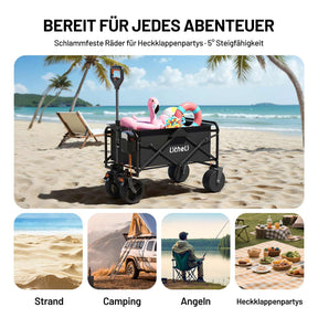 Der ultimative Allrounder für Outdoor-Aktivitäten - transportiert Campingzubehör, Einkäufe und Gartenwerkzeuge