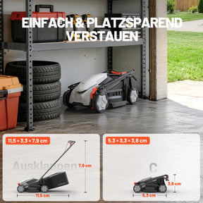 Neu im Sortiment | U20 20V 33cm Akku-Rasenmäher | 5,0 Ah Akku inklusive | Müheloses Mähen bis zu 260 m² | Leise & leicht | 5-fache Schnitthöhenverstellung
