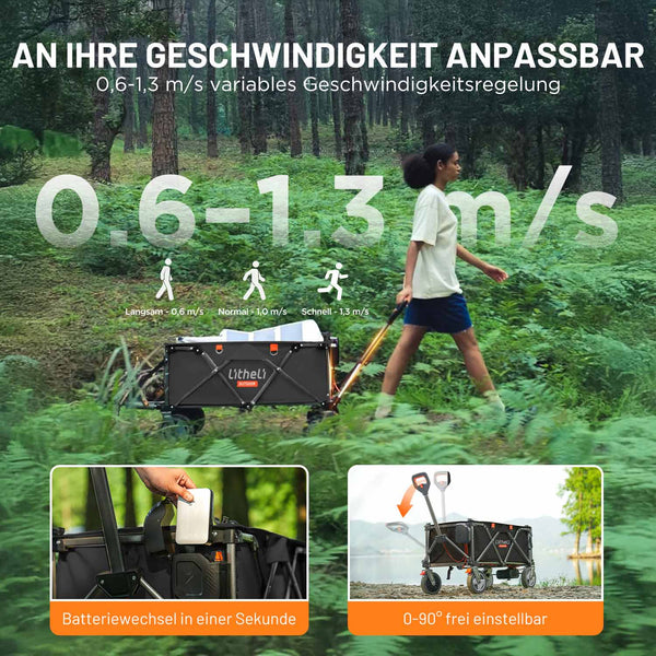Multifunktionaler Transportwagen für Gartenarbeit, Camping und Freizeitaktivitäten mit Titanrahmen