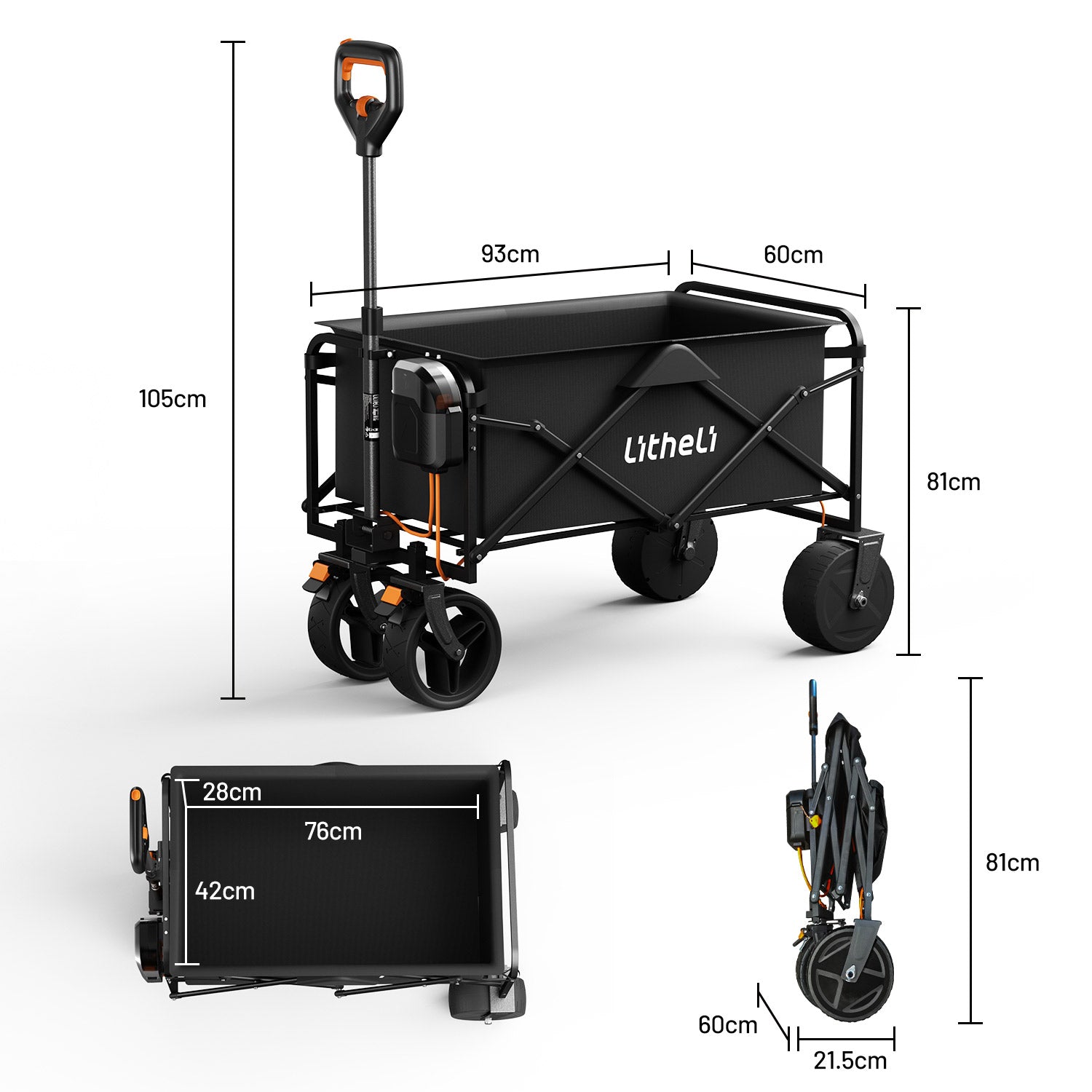 Litheli V100 faltbarer E-Wagen mit elektrischem Antrieb für Vorwärts- und Rückwärtsfahrt