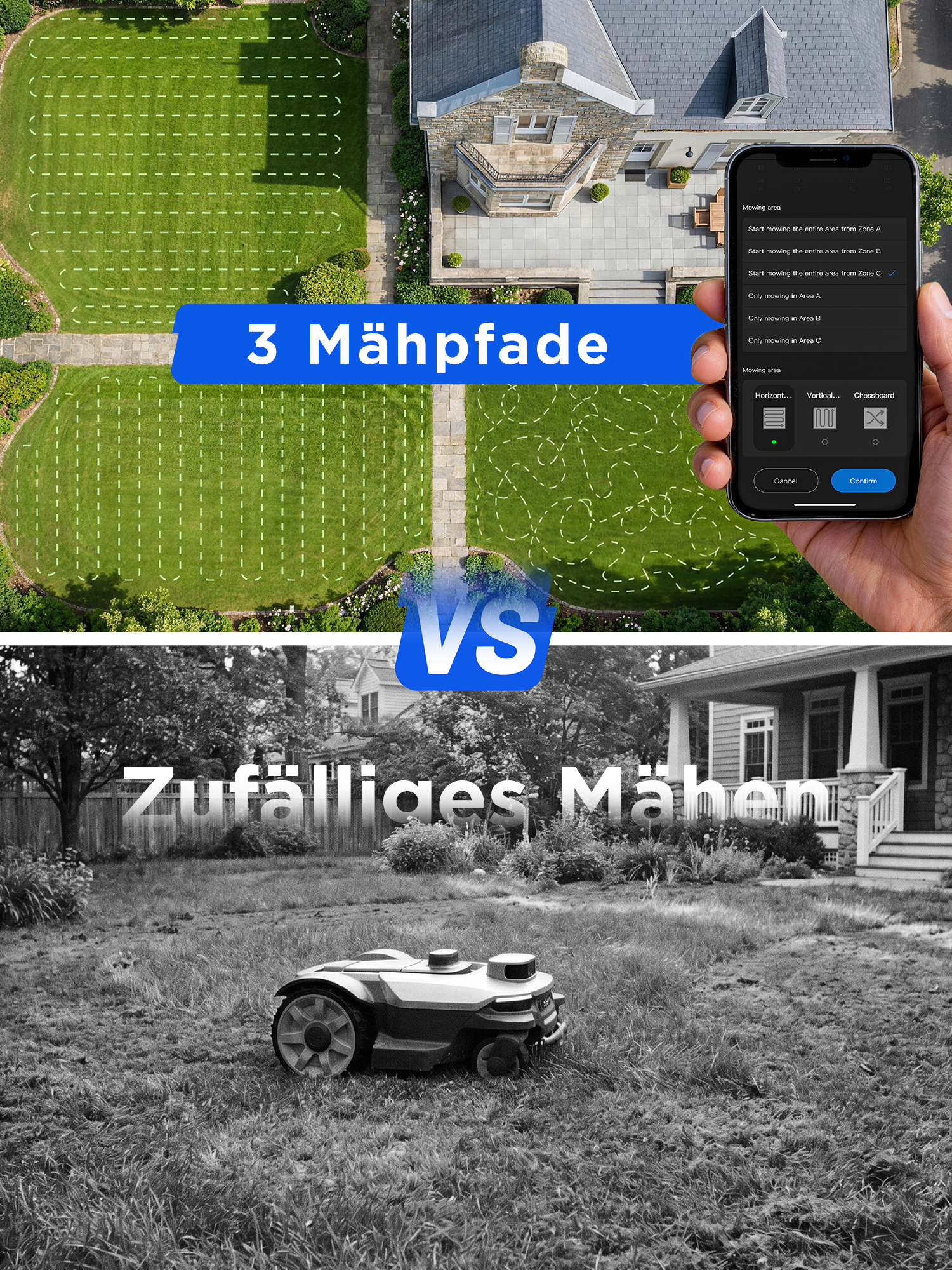 Litheli FYELD 500 KI-Vision Rasenmähroboter | Kabelloser Smart Mäher ohne Begrenzungsdraht | App Steuerung & automatische Kartierung