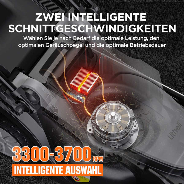 Mehrere Akku-Konfigurationen für unterschiedliche Rasenflächen bis zu 400 m²