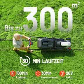 Neu im Sortiment | U20 20V 33cm Akku-Rasenmäher | 5,0 Ah Akku inklusive | Müheloses Mähen bis zu 260 m² | Leise & leicht | 5-fache Schnitthöhenverstellung