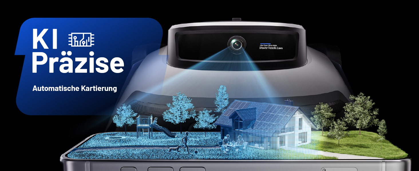 Litheli FYELD 500 KI-Vision Rasenmähroboter | Kabelloser Smart Mäher ohne Begrenzungsdraht | App Steuerung & automatische Kartierung