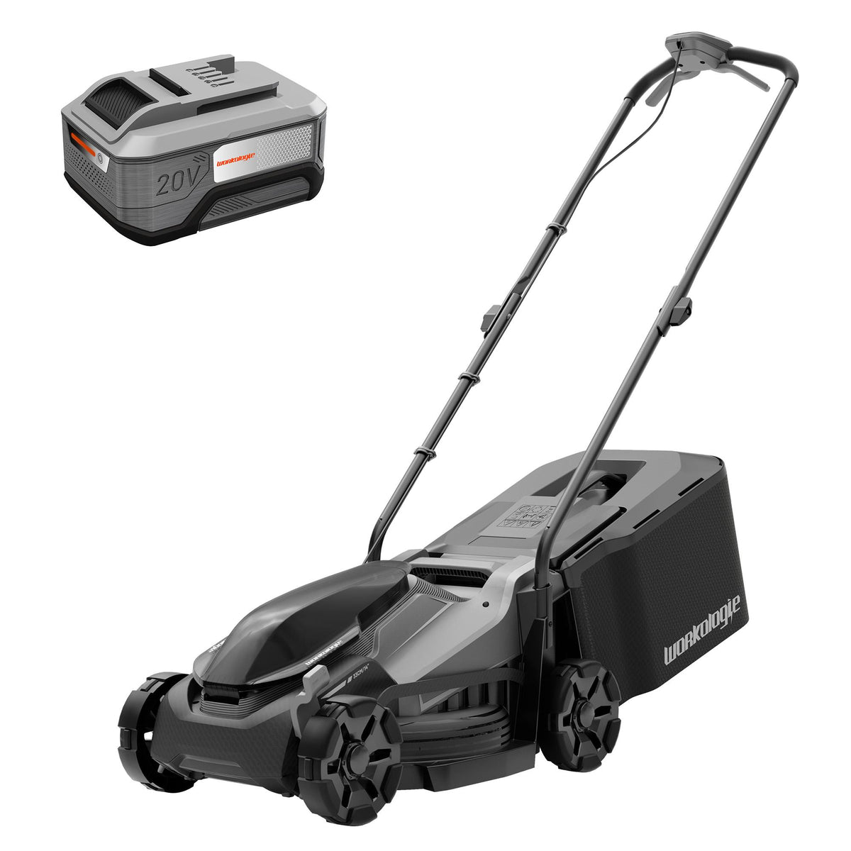 Bürstenloser Akku-Rasenmäher, 33 cm Schnittbreite mit Radantrieb, 20V Doppel-Akku System, 5-Stufen Schnitthöhe (25-65 mm), 250m² Flächenleistung, inkl. 1x 5,0Ah Akkus & 2 Klingen