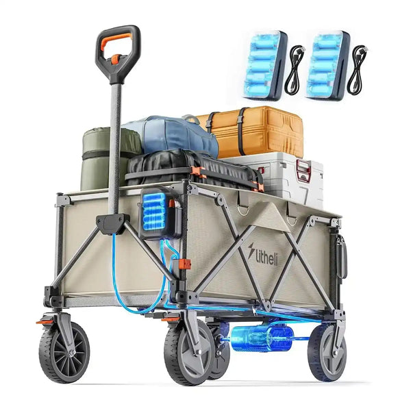 Litheli W1 PRO Elektro Handwagen mit Powerbank | Motorisierter Transportwagen