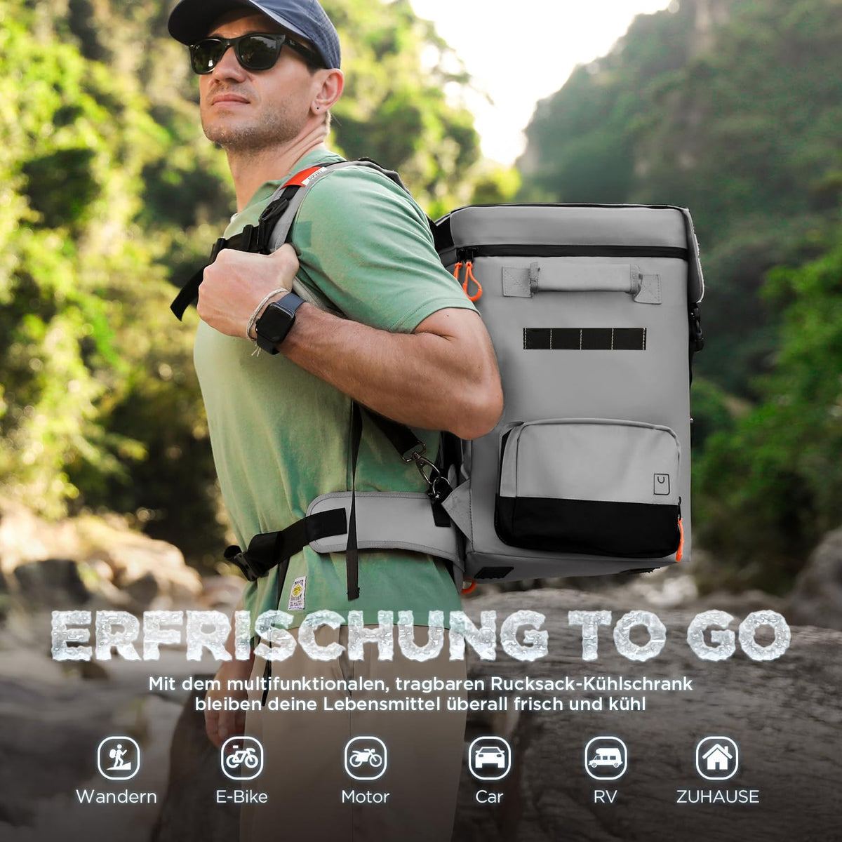 Litheli FrozenPack: Der erste tragbare Auto-Kühlschrank im Rucksackformat | Inklusive 2 x 4,0Ah Akkus