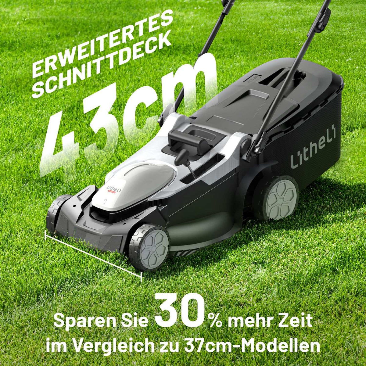 U20 2 * 20V 43 cm Bürstenloser Selbstfahr-Rasenmäher | Inklusive 2 * 4,0 Ah Akkus | Müheloses Mähen von Flächen bis zu 500 m²
