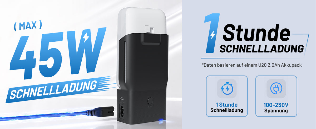 Litheli U20 20V Akku-Schnellladegerät – 45 W GaN, USB-C PD, EU-Stecker