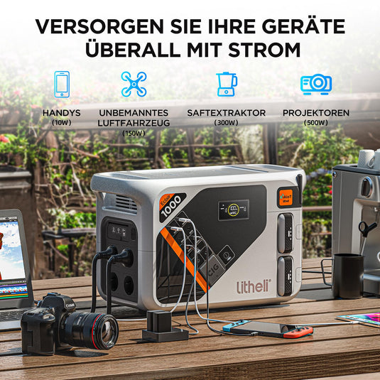 Litheli B1000 Tragbare Powerstation | 1069 Wh 921 Wh