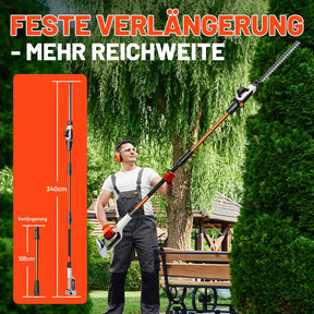 Litheli 20V Akku-Teleskop-Heckenschere mit 3,4 m Stiel und 42 cm Schnittlänge