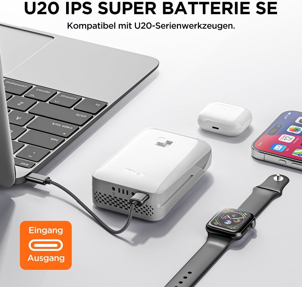 Litheli 20V Akku-Teleskop-Heckenschere mit 3,4 m Stiel und 42 cm Schnittlänge